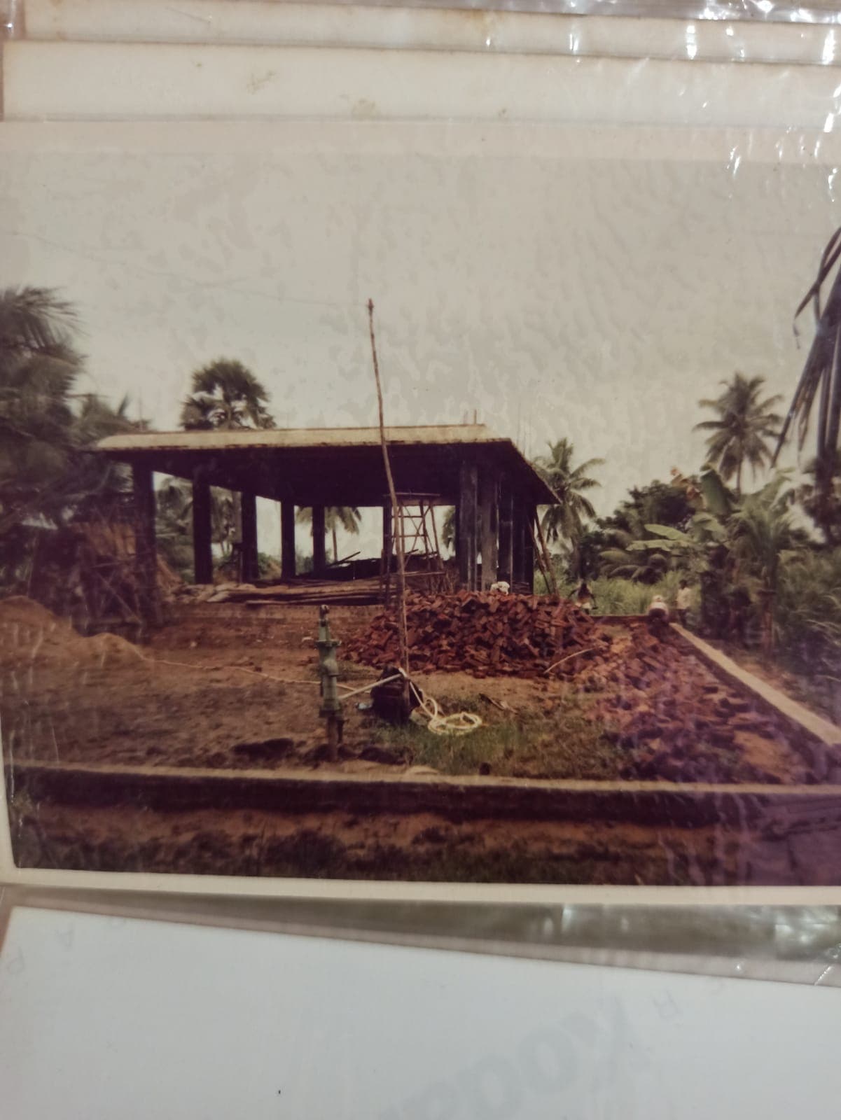 The temple's structural frame under construction, mid-1990s