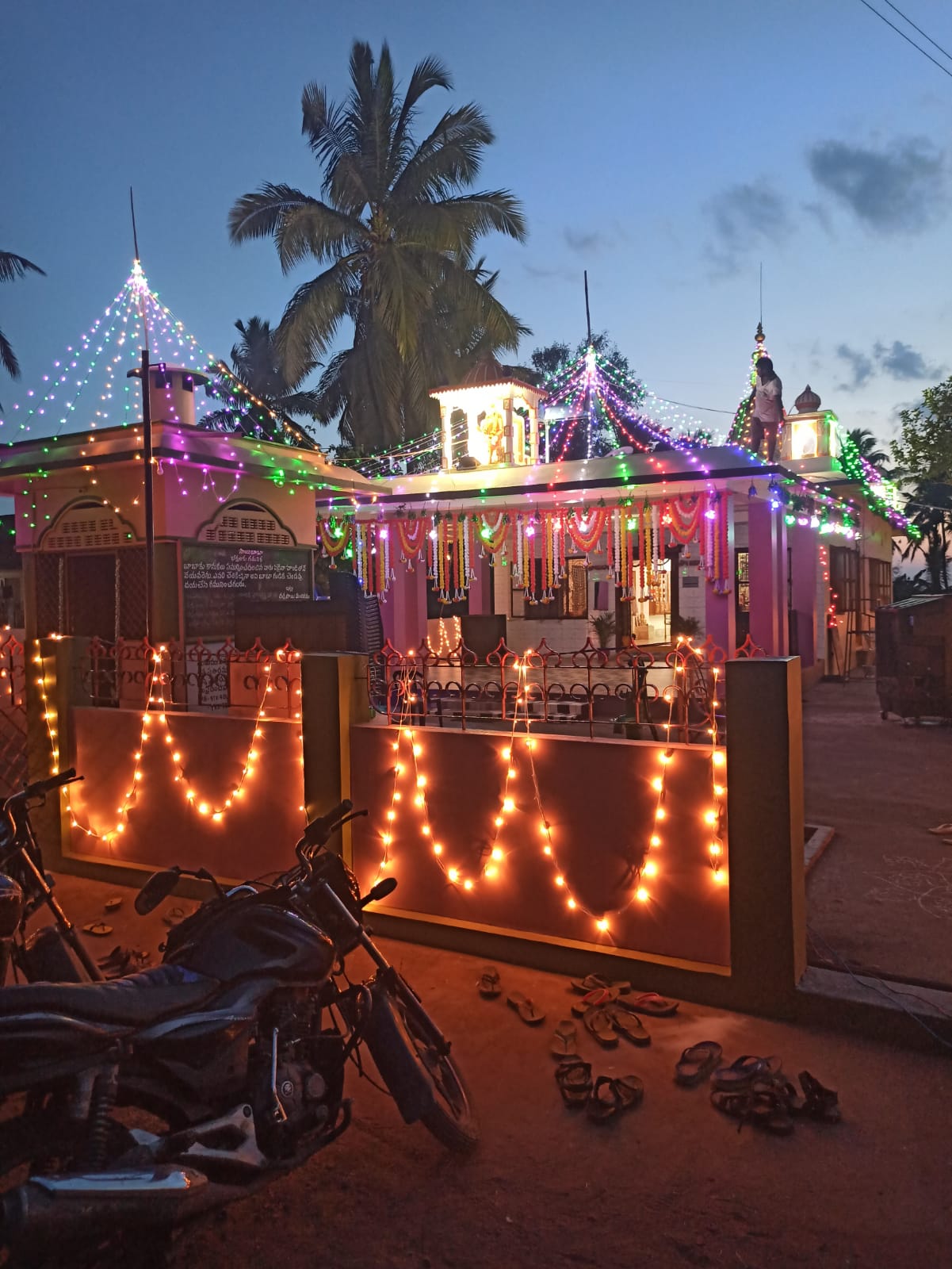 Temple at sunset with warm golden light